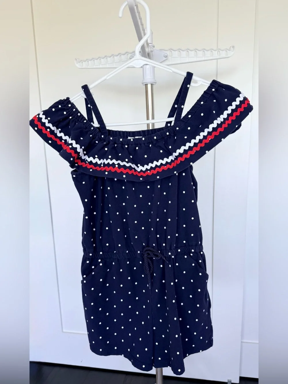 Janie and Jack Girls Navy Polka Dot Romper